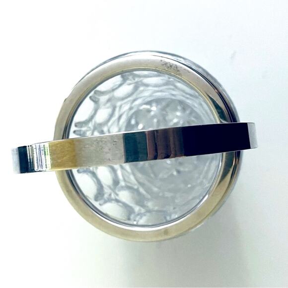 Vtg William Adams Cut Glass Crystal Ice Bucket Silver Plate Thumbprint Italy - Picture 4 of 12